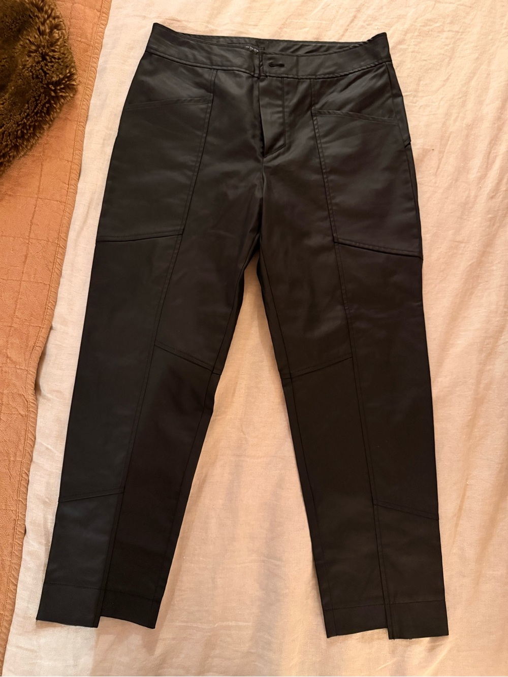 Zara Black Panel-Detail Slim Trousers